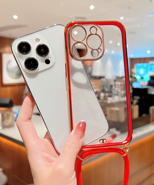 TeddyShop（テディショップ）の「【iPhone14用】サイドカラークリアネックストラップ付ケース（スマホケース/カバー・メンズ・ホワイト/パープル/ブラック/レッド/ピンク/グリーン・ONE SIZE）」の18枚目の写真