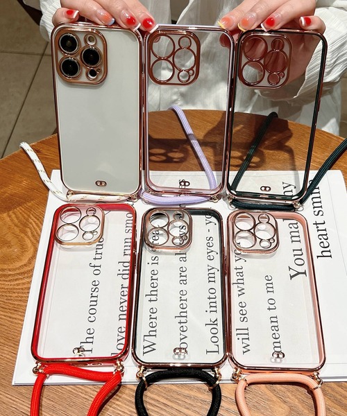 TeddyShop（テディショップ）の「【iPhone14用】サイドカラークリアネックストラップ付ケース（スマホケース/カバー・メンズ・ホワイト/パープル/ブラック/レッド/ピンク/グリーン・ONE SIZE）」の10枚目の写真