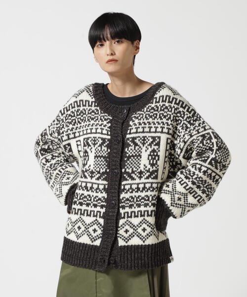 AVIREX（アヴィレックス）の「2WAY PATTERN KNIT TOPS/ 2ウェイ パターンニットトップス/ カーディガン（カーディガン/ボレロ・レディース・オリーブ系1/アイボリー・F）」の10枚目の写真