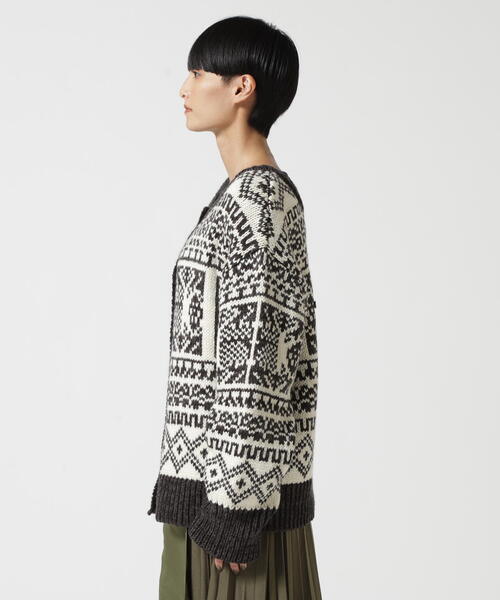 AVIREX（アヴィレックス）の「2WAY PATTERN KNIT TOPS/ 2ウェイ パターンニットトップス/ カーディガン（カーディガン/ボレロ・レディース・オリーブ系1/アイボリー・F）」の12枚目の写真