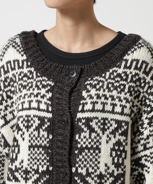 AVIREX（アヴィレックス）の「2WAY PATTERN KNIT TOPS/ 2ウェイ パターンニットトップス/ カーディガン（カーディガン/ボレロ・レディース・オリーブ系1/アイボリー・F）」の14枚目の写真