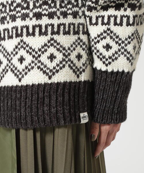 AVIREX（アヴィレックス）の「2WAY PATTERN KNIT TOPS/ 2ウェイ パターンニットトップス/ カーディガン（カーディガン/ボレロ・レディース・オリーブ系1/アイボリー・F）」の4枚目の写真