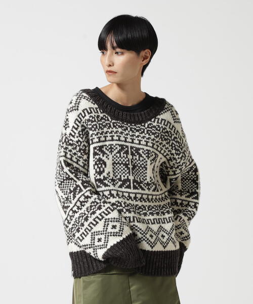 AVIREX（アヴィレックス）の「2WAY PATTERN KNIT TOPS/ 2ウェイ パターンニットトップス/ カーディガン（カーディガン/ボレロ・レディース・オリーブ系1/アイボリー・F）」の5枚目の写真