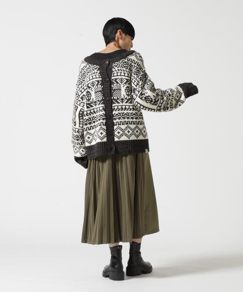 AVIREX（アヴィレックス）の「2WAY PATTERN KNIT TOPS/ 2ウェイ パターンニットトップス/ カーディガン（カーディガン/ボレロ・レディース・オリーブ系1/アイボリー・F）」の6枚目の写真