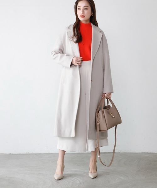 M.deux（エムドゥ）の「ビッグカラーコート（チェスターコート・レディース・ブラック/その他/グレイッシュベージュ・MEDIUM）」の2枚目の写真