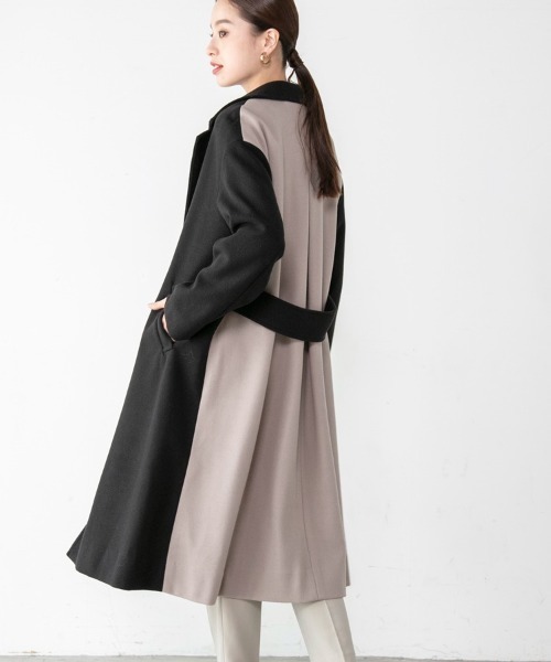 M.deux（エムドゥ）の「ビッグカラーコート（チェスターコート・レディース・ブラック/その他/グレイッシュベージュ・MEDIUM）」の3枚目の写真