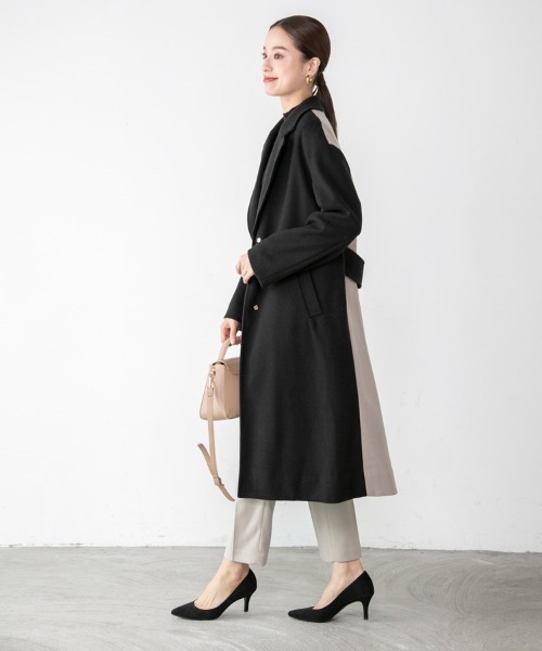 M.deux（エムドゥ）の「ビッグカラーコート（チェスターコート・レディース・ブラック/その他/グレイッシュベージュ・MEDIUM）」の5枚目の写真