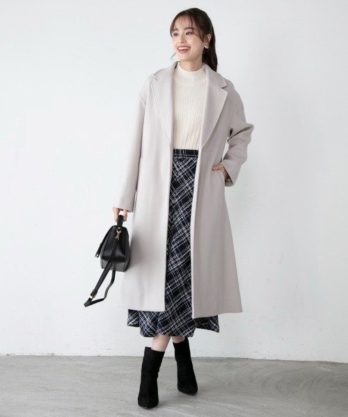 M.deux（エムドゥ）の「ビッグカラーコート（チェスターコート・レディース・ブラック/その他/グレイッシュベージュ・MEDIUM）」の6枚目の写真