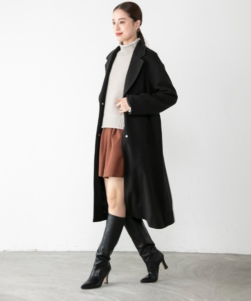 M.deux（エムドゥ）の「ビッグカラーコート（チェスターコート・レディース・ブラック/その他/グレイッシュベージュ・MEDIUM）」の7枚目の写真