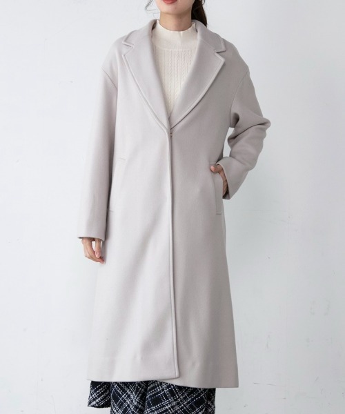 M.deux（エムドゥ）の「ビッグカラーコート（チェスターコート・レディース・ブラック/その他/グレイッシュベージュ・MEDIUM）」の8枚目の写真