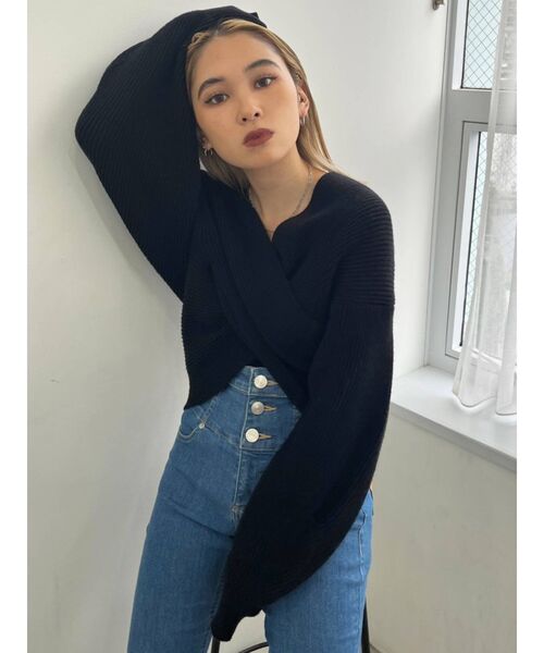 EMODA（エモダ）の「ワイドクロスニット（ニット/セーター・レディース・ピンク/ブラック/アイボリー・FREE）」の22枚目の写真