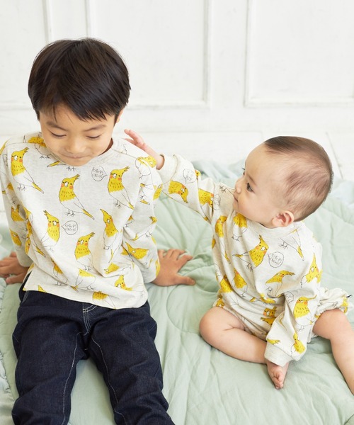 MAKE YOUR DAY（メイクユアデイ）の「インコ総柄ロンパース（ロンパース・キッズ・ベージュ/ライトグレー/オフホワイト・70/80）」の10枚目の写真