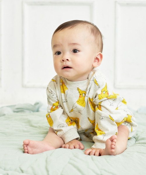 MAKE YOUR DAY（メイクユアデイ）の「インコ総柄ロンパース（ロンパース・キッズ・ベージュ/ライトグレー/オフホワイト・70/80）」の7枚目の写真