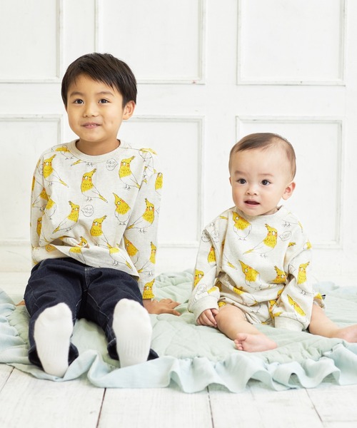 MAKE YOUR DAY（メイクユアデイ）の「インコ総柄ロンパース（ロンパース・キッズ・ベージュ/ライトグレー/オフホワイト・70/80）」の11枚目の写真