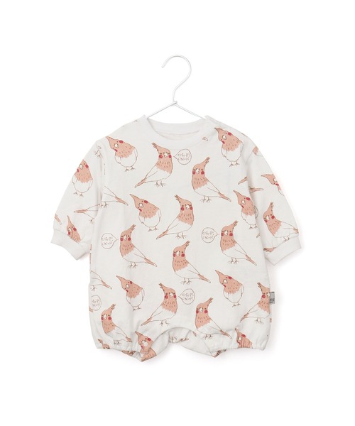 MAKE YOUR DAY（メイクユアデイ）の「インコ総柄ロンパース（ロンパース・キッズ・ベージュ/ライトグレー/オフホワイト・70/80）」の5枚目の写真