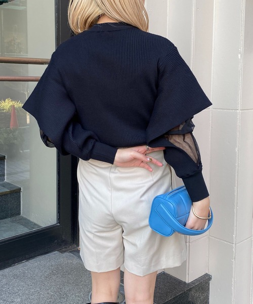 CAPRICIEUX LE'MAGE（カプリシューレマージュ）の「袖スリットシアーレイヤードプルオーバー（ニット/セーター・レディース・グレイッシュベージュ/アイボリー/ブラック・FREE）」の21枚目の写真