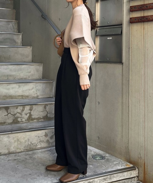 CAPRICIEUX LE'MAGE（カプリシューレマージュ）の「袖スリットシアーレイヤードプルオーバー（ニット/セーター・レディース・グレイッシュベージュ/アイボリー/ブラック・FREE）」の18枚目の写真