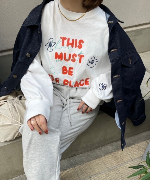 nemne store（ネンネストア）の「【低身長用サイズあり】アソート刺繍・プリントロンT（Tシャツ/カットソー・レディース・オフホワイト/ブルー/ホワイト系その他/オートミール・SMALL/MEDIUM）」の3枚目の写真