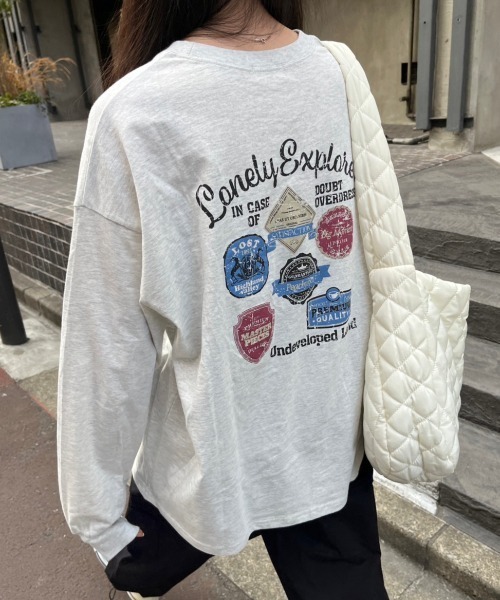 nemne store（ネンネストア）の「【低身長用サイズあり】アソート刺繍・プリントロンT（Tシャツ/カットソー・レディース・オフホワイト/ブルー/ホワイト系その他/オートミール・SMALL/MEDIUM）」の12枚目の写真