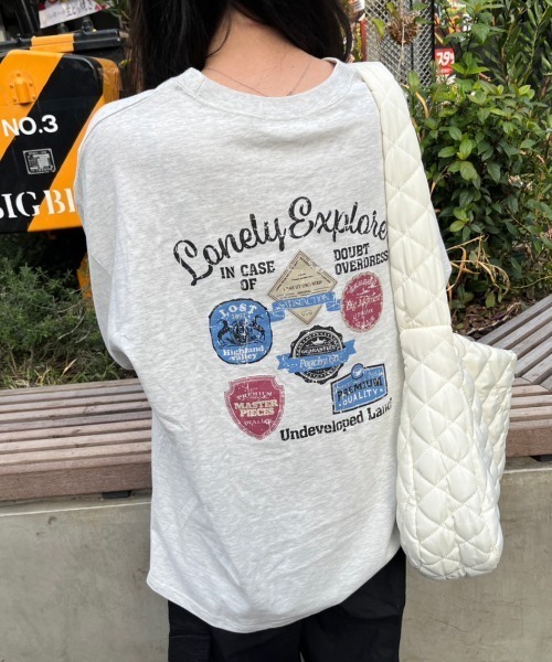 nemne store（ネンネストア）の「【低身長用サイズあり】アソート刺繍・プリントロンT（Tシャツ/カットソー・レディース・オフホワイト/ブルー/ホワイト系その他/オートミール・SMALL/MEDIUM）」の8枚目の写真