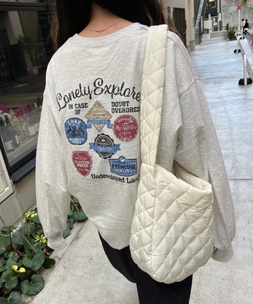 nemne store（ネンネストア）の「【低身長用サイズあり】アソート刺繍・プリントロンT（Tシャツ/カットソー・レディース・オフホワイト/ブルー/ホワイト系その他/オートミール・SMALL/MEDIUM）」の7枚目の写真