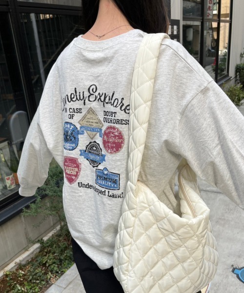 nemne store（ネンネストア）の「【低身長用サイズあり】アソート刺繍・プリントロンT（Tシャツ/カットソー・レディース・オフホワイト/ブルー/ホワイト系その他/オートミール・SMALL/MEDIUM）」の9枚目の写真