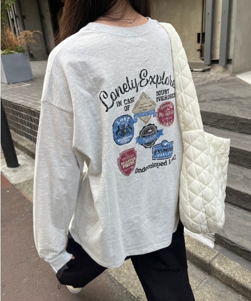 nemne store（ネンネストア）の「【低身長用サイズあり】アソート刺繍・プリントロンT（Tシャツ/カットソー・レディース・オフホワイト/ブルー/ホワイト系その他/オートミール・SMALL/MEDIUM）」の10枚目の写真