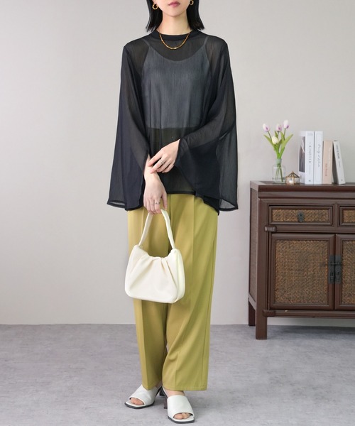 IAMUSE（アイアミューズ）の「スリットスリーブシアーブラウス S0893【IAMUSE】（シャツ/ブラウス・レディース・ミント/ブラック/アイボリー・FREE）」の16枚目の写真