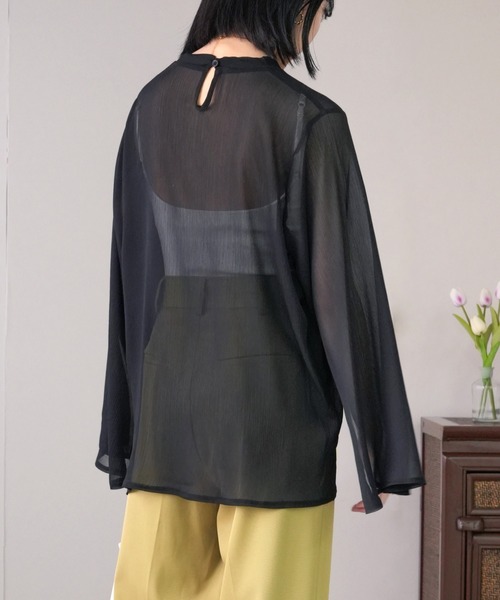 IAMUSE（アイアミューズ）の「スリットスリーブシアーブラウス S0893【IAMUSE】（シャツ/ブラウス・レディース・ミント/ブラック/アイボリー・FREE）」の13枚目の写真