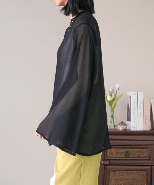 IAMUSE（アイアミューズ）の「スリットスリーブシアーブラウス S0893【IAMUSE】（シャツ/ブラウス・レディース・ミント/ブラック/アイボリー・FREE）」の14枚目の写真