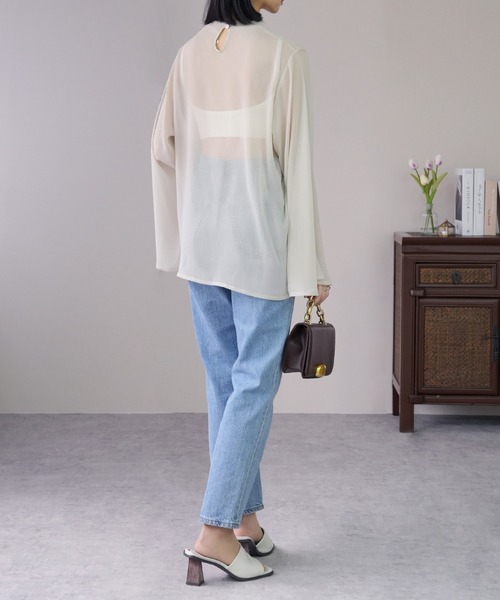 IAMUSE（アイアミューズ）の「スリットスリーブシアーブラウス S0893【IAMUSE】（シャツ/ブラウス・レディース・ミント/ブラック/アイボリー・FREE）」の10枚目の写真