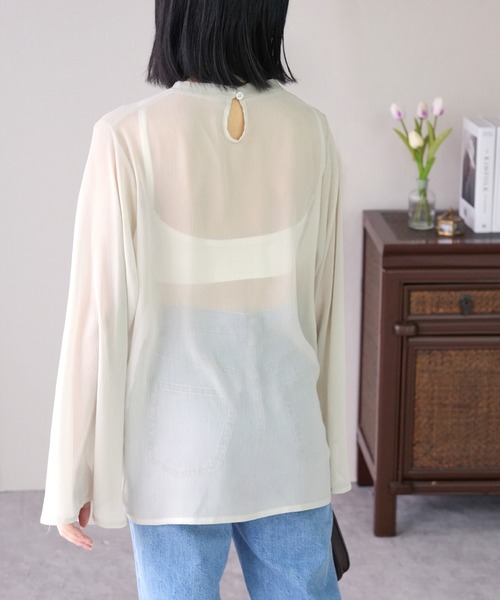 IAMUSE（アイアミューズ）の「スリットスリーブシアーブラウス S0893【IAMUSE】（シャツ/ブラウス・レディース・ミント/ブラック/アイボリー・FREE）」の5枚目の写真