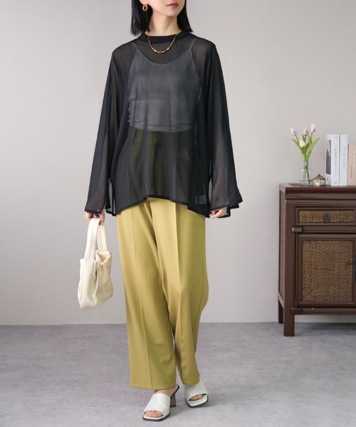 IAMUSE（アイアミューズ）の「スリットスリーブシアーブラウス S0893【IAMUSE】（シャツ/ブラウス・レディース・ミント/ブラック/アイボリー・FREE）」の15枚目の写真