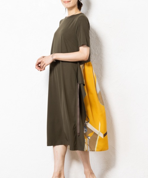 aunt lily(アントリリー)の「後ろプリント切替ワンピース(ワンピース・レディース・ブラック/カーキ・S/M/L/LL/3L)」の1枚目の写真