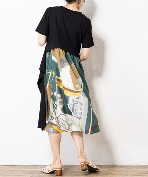 aunt lily(アントリリー)の「後ろプリント切替ワンピース(ワンピース・レディース・ブラック/カーキ・S/M/L/LL/3L)」の6枚目の写真