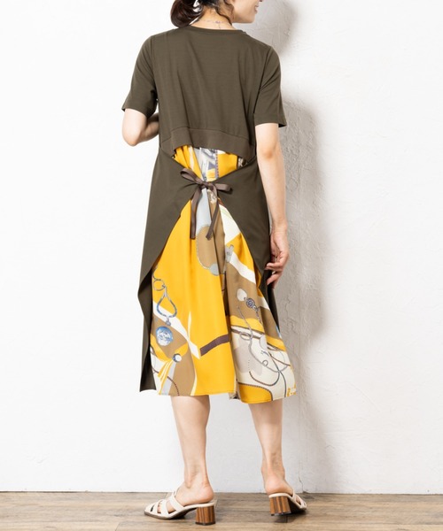 aunt lily(アントリリー)の「後ろプリント切替ワンピース(ワンピース・レディース・ブラック/カーキ・S/M/L/LL/3L)」の5枚目の写真