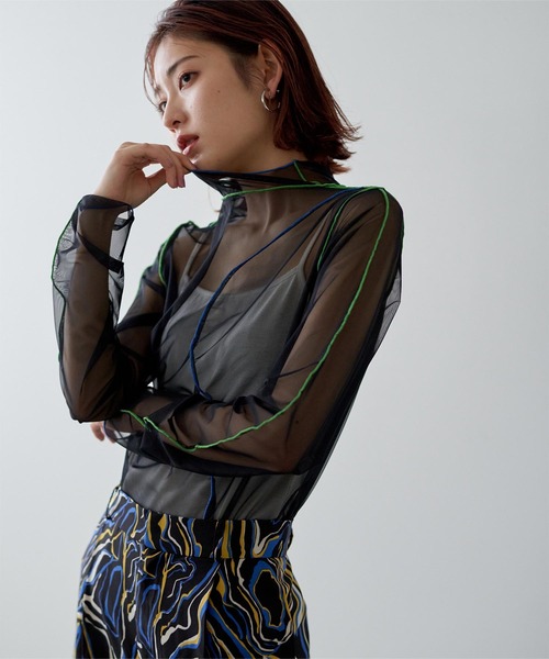 miette（ミエット）の「配色メローカーブラインシアートップス（Tシャツ/カットソー・レディース・ブラック/オフホワイト・FREE）」の10枚目の写真