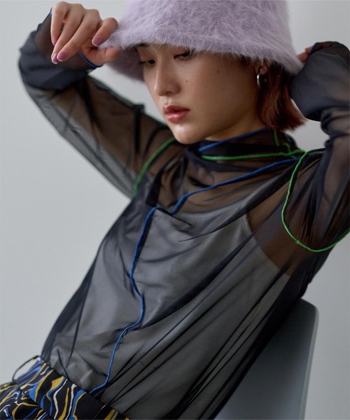 miette（ミエット）の「配色メローカーブラインシアートップス（Tシャツ/カットソー・レディース・ブラック/オフホワイト・FREE）」の15枚目の写真