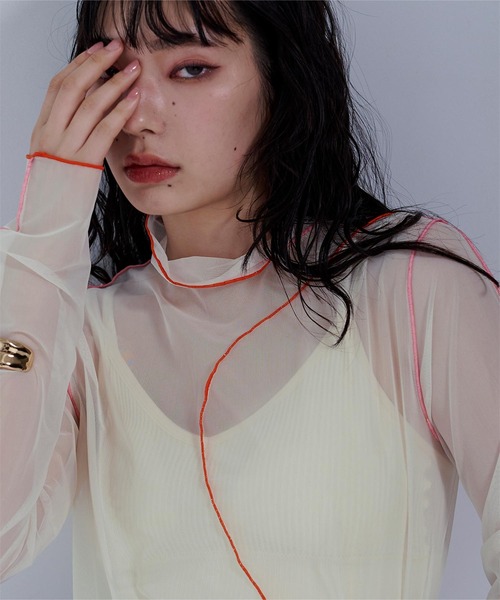 miette（ミエット）の「配色メローカーブラインシアートップス（Tシャツ/カットソー・レディース・ブラック/オフホワイト・FREE）」の4枚目の写真