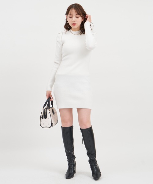 ROYAL PARTY(ロイヤルパーティー)の「ウォッシャブルプチハイネック長袖リブニットミニワンピース(ワンピース・レディース・ピンク/オレンジ/その他1/ブラック/オフホワイト・FREE)」の22枚目の写真