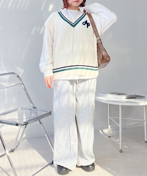 AS KNOW AS plus（アズノゥアズプラス）の「○ケーブルチルデンベスト（ベスト・レディース・アイボリー/ブルー/グリーン/スミクロ/ネイビー系/ホワイト系/グリーン系/ベージュ系1/アイボリー系1/ネイビー系1/アイボリー系2/ネイビー系2/グリーン系2/ホワイト系3/ネイビー系3/グリーン系3・FREE）」の20枚目の写真