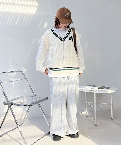 AS KNOW AS plus（アズノゥアズプラス）の「○ケーブルチルデンベスト（ベスト・レディース・アイボリー/ブルー/グリーン/スミクロ/ネイビー系/ホワイト系/グリーン系/ベージュ系1/アイボリー系1/ネイビー系1/アイボリー系2/ネイビー系2/グリーン系2/ホワイト系3/ネイビー系3/グリーン系3・FREE）」の21枚目の写真