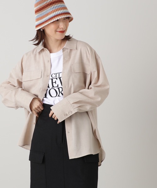 N.（N. Natural Beauty Basic）（エヌエヌナチュラルビューティーベーシック）の「◆ポプリンフラップポケットシャツ（シャツ/ブラウス・レディース・グレー/ピンク/ミント・MEDIUM）」の2枚目の写真