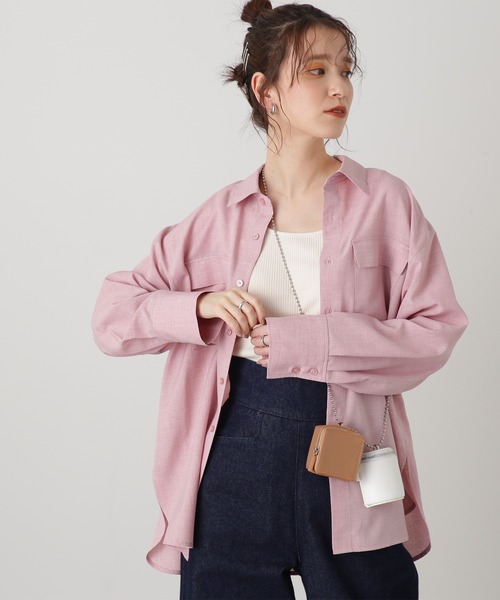 N.（N. Natural Beauty Basic）（エヌエヌナチュラルビューティーベーシック）の「◆ポプリンフラップポケットシャツ（シャツ/ブラウス・レディース・グレー/ピンク/ミント・MEDIUM）」の3枚目の写真