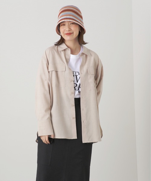 N.（N. Natural Beauty Basic）（エヌエヌナチュラルビューティーベーシック）の「◆ポプリンフラップポケットシャツ（シャツ/ブラウス・レディース・グレー/ピンク/ミント・MEDIUM）」の7枚目の写真