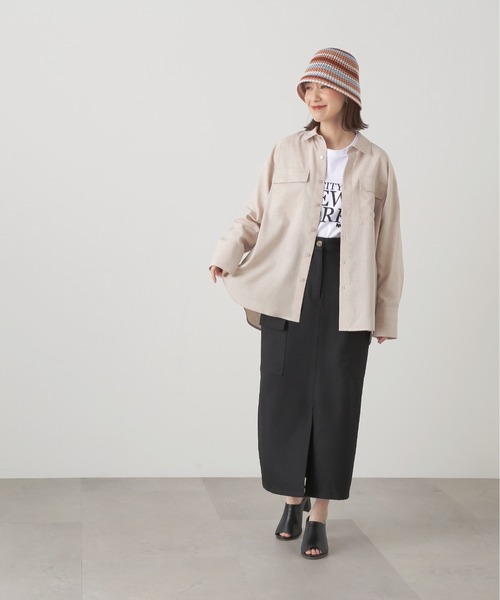 N.（N. Natural Beauty Basic）（エヌエヌナチュラルビューティーベーシック）の「◆ポプリンフラップポケットシャツ（シャツ/ブラウス・レディース・グレー/ピンク/ミント・MEDIUM）」の5枚目の写真