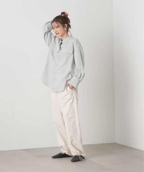 N.（N. Natural Beauty Basic）（エヌエヌナチュラルビューティーベーシック）の「◆ポプリンフラップポケットシャツ（シャツ/ブラウス・レディース・グレー/ピンク/ミント・MEDIUM）」の9枚目の写真