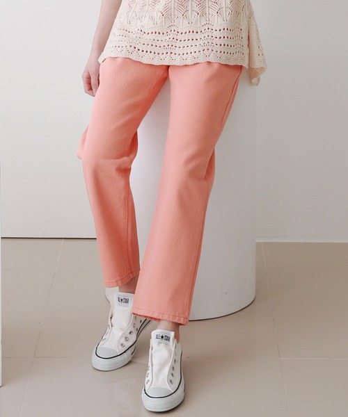 Isn't She?（イズントシー）の「カラーテーパードデニムライクパンツ（デニムパンツ・レディース・ホワイト/オレンジ/ベージュ・S/M）」の3枚目の写真