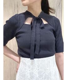 MERCURYDUO | 2WAYリボンカットアウトリブニット(ニット/セーター)