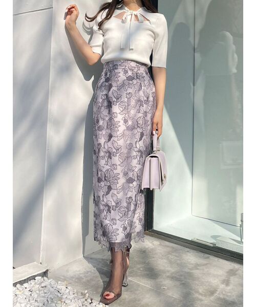 MERCURYDUO(マーキュリーデュオ)の「2WAYリボンカットアウトリブニット(ニット/セーター・レディース・チャコールグレー/オフホワイト/ブラック/ブラウン・FREE)」の9枚目の写真